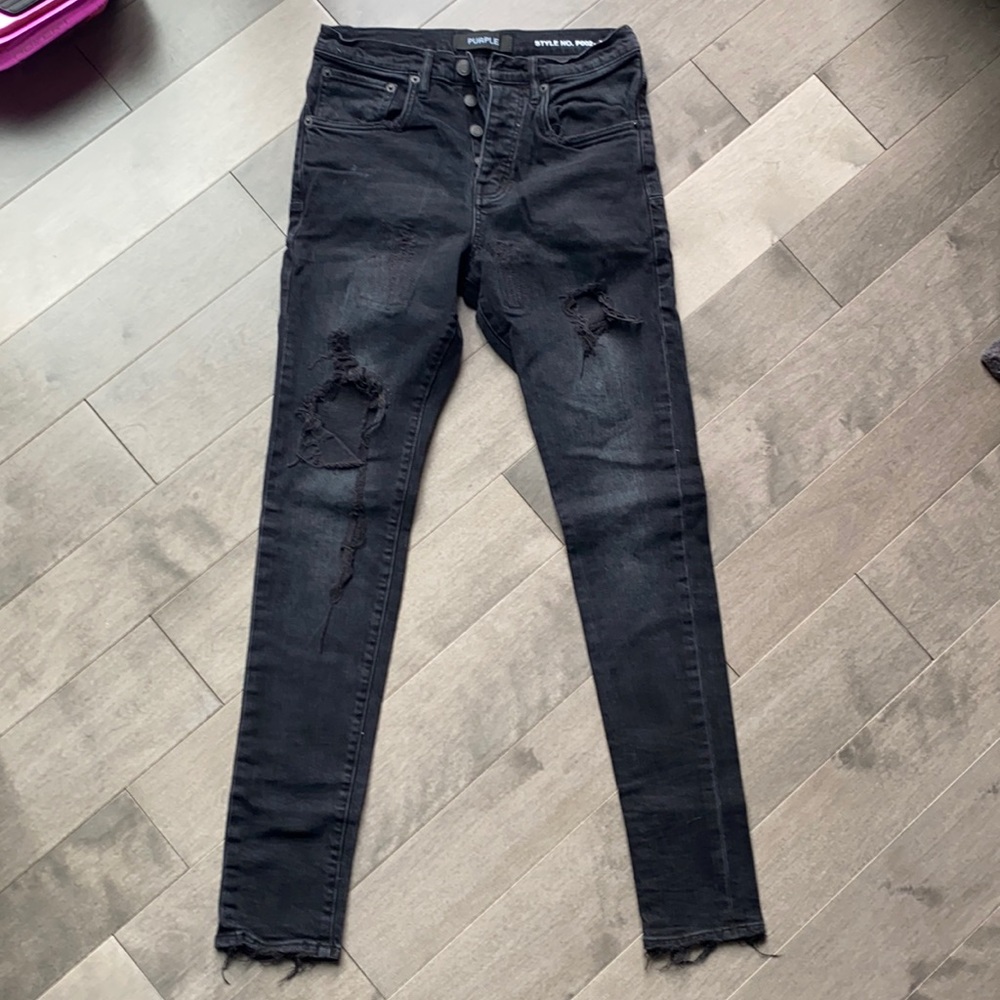 Purple Brand P002 Slim Fit Black Repair Jeans